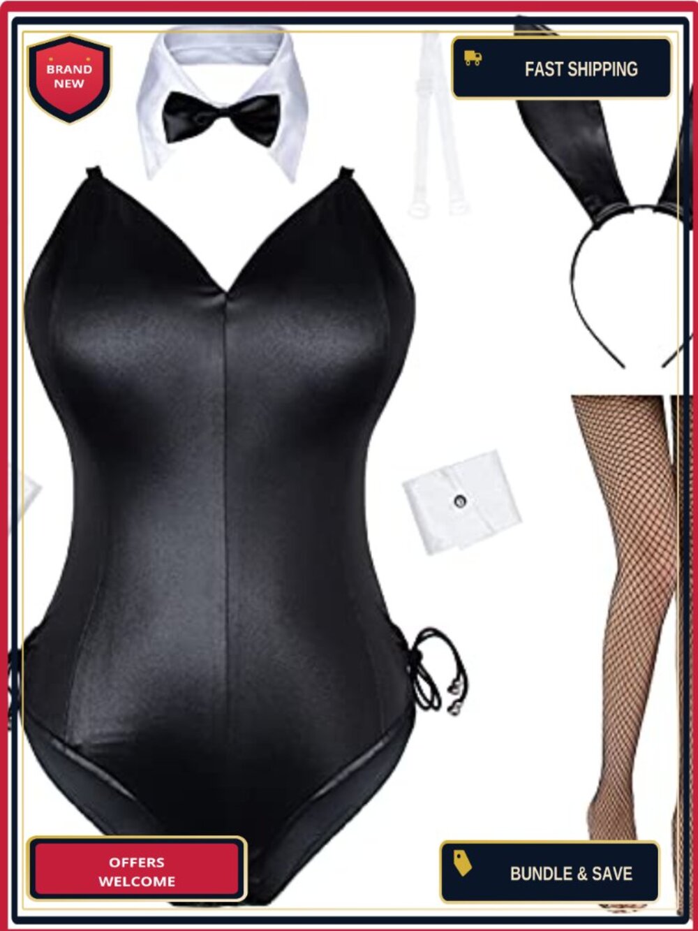 Women's Bunny Costume Bodysuit Cosplay Anime Halloween 8-Piece Set